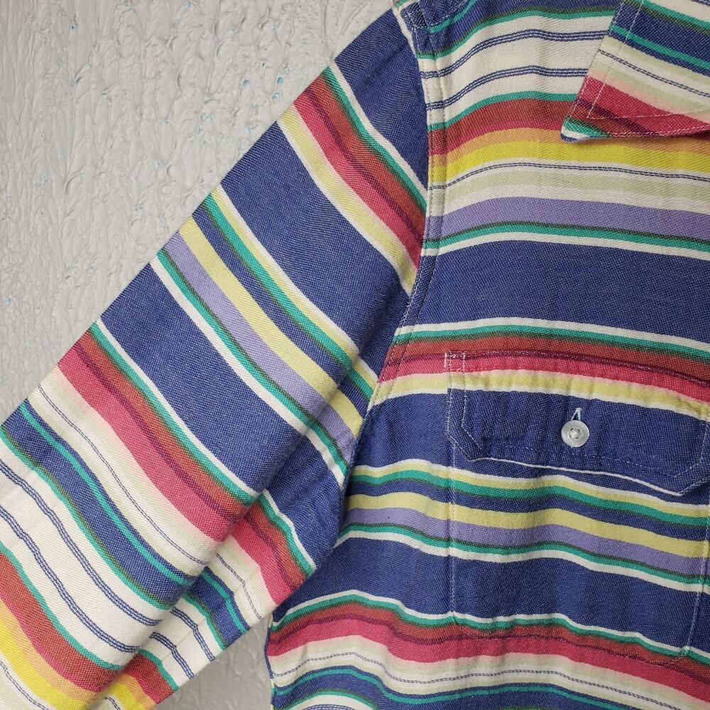 Chaps Denim Long Sleeve Button Shirt Size L Stripes Multi Color Women's - Picture 5 of 13
